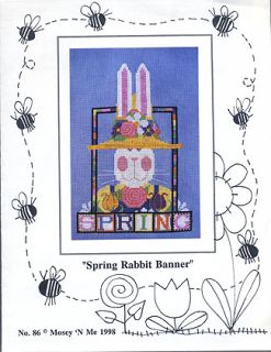 Cross Stitch Booklet Spring Rabbit Banner Mosey N Me Bunny Gardener 