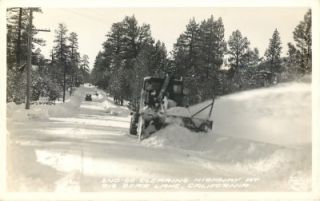 1930s RPPC Big Bear Lake Sno Go Snow Clearing Machine California San 