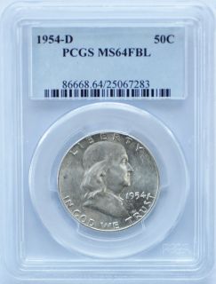 1954 D Benjamin Franklin Half Dollar 50c PCGS MS64FBL