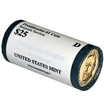 2012 23rd President Benjamin Harrison $1 Coin Roll D H H