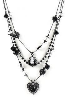 Betsey Johnson Jewelry Iconic Jet Crystal Layer Necklace New 2012