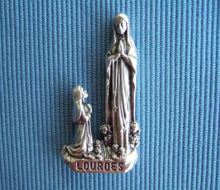   Pocket Statue Metal Mary Our Lady of Lourdes St Bernadette