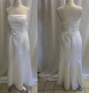 MIKE BENET FORMALS DRESS WEDDING GOWN BEADED LINED BRAS BUILT IN WHITE 
