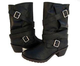 Womens Designer Western Bootie Black shoes winter snow Ladies size 