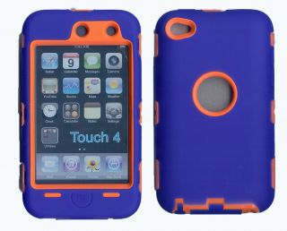 Best Protection Case / Cover for iPOD TOUCH 4 DEEP BLUE / ORANGE Free 