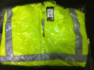 New Genuine Berne Hi Visibility Hooded Work Jacket 2XLR