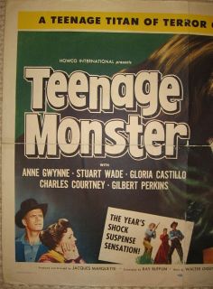 Teenage Monster Original U s 1 2 Sheet Movie Poster 1957 Horror SciFi 