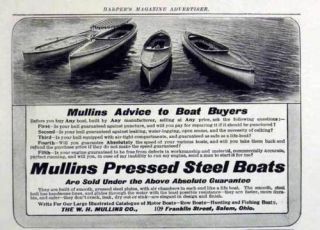 1907 Mullins Pressed Steel Boat Salem Ohio Ad