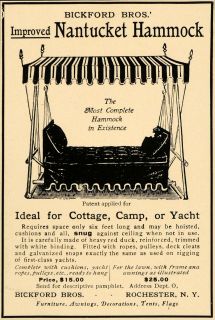 1905 Ad Bickford Brothers Nantucket Hammock Furniture Original 