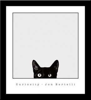 Curiosity Black Cat Art Framed Print John Bertelli