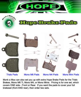 Hope Trials Mountain Bike MTB Brake Pads Front or Rear