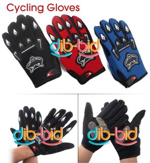 Bicycle Bike Full Finger Cycling Gloves Pad Mesh w Gel