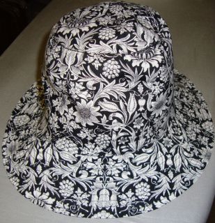 New Betmar New York Womens Black White Sunflower Cotton Sun Hat Large 