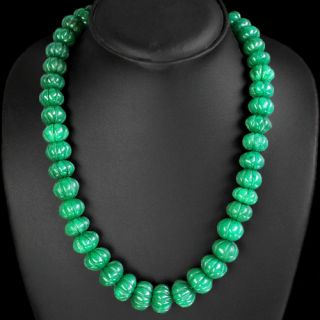 BEST EVER STRIKING 615 00 CTS NATURAL GREEN EMERALD CARVED BEADS 