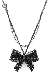 Betsey Johnson Jewelry Iconic Jet Crystal Bow Necklace New 2012