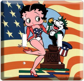 Betty Boop Retro Miss USA Sexy Pinup Girl Flag Double Light Switch 