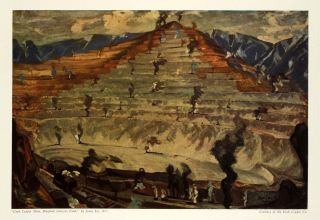 1940 Print Utah Copper Bingham Mine Mining Ore Metal Jonas Lie 