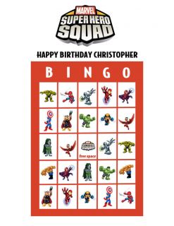 Marvel Super Hero Squad Personalized Bingo PDF Game Set