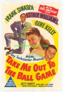 Take Me Out to The Ball Game Movie Poster 1949 Gene Kelly Frank 