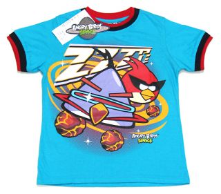New Angry Birds Space Blue Cotton Boy Kid T Shirt Size 6 12 14 Age 5 