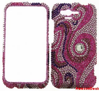 Cell Phone Cover Crystal Bling Case for HTC Rhyme ADR6300 Pink Swirl 