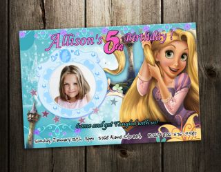 Tangled Rapunzel Birthday Party Invitation Photo Card Custom Invite 3 