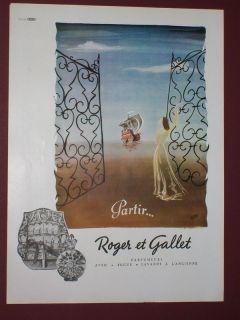 1946 Roger Gallet Partir French Perfume Ad by Bidault