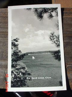 Vintage Big Bear Lake Real Photo Postcard Sailboat