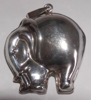 Sterling Silver 3D Puffy Elephant Pendant Christmas Ornament Cazenovia 