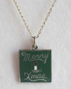 Vintage Wells Sterling Silver Enamel Merry Xmas Christmas Charm 