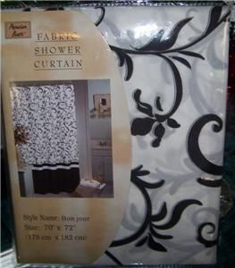 black white toile fabric shower curtain bon jour new