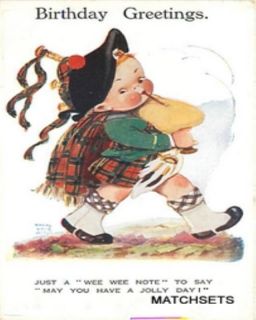 Birthday Greetings Scottish Bagpipes Valentine Postcard