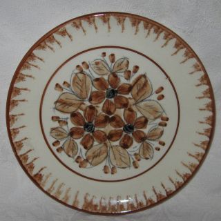 Mexican Pottery Salad Plate Brown Flowers Floral Blair Mexico