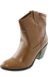 Style Co New Blaise Brown Pull on Block Heel Cowboy Western Boots 