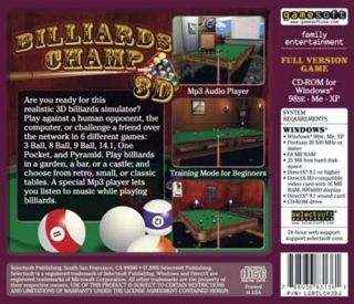 BILLIARDS CHAMP 3D Pool Games New for PC XP Vista Win 7 SEALED
