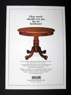 Keller Solid Wood Furniture table 1986 print Ad advertisement