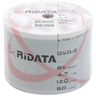 50 Ritek Ridata 8x DVD R Silver Matt Blank Media DVDR