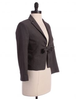   Max Azria Pinstriped Front Tie Blazer Sz XXS Top Grey Striped