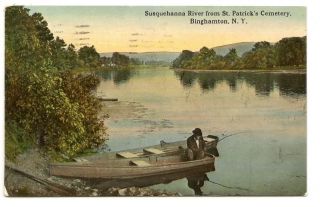 Binghamton NY Susquehanna River Cemetery Fishing Boat