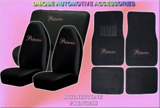 8PC Rhinestone Princess Floor Mats Seat Covers Bench
