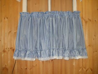 Country Gingham Check Ruffled Curtain Tiers Cafes