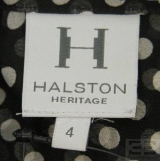 Halston Heritage Black White Polka Dot Sheer Silk Blouse Size 4 