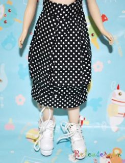 Blythe Outfit Black White Polka Dots Bubble Skirt