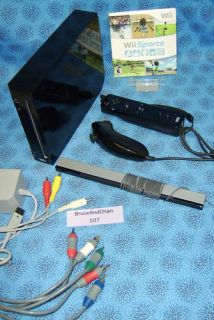 Black Wii Nintendo System Console & Wii Sports 5 Games