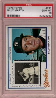1978 Topps 721 Billy Martin Yankees PSA 10 B1147667