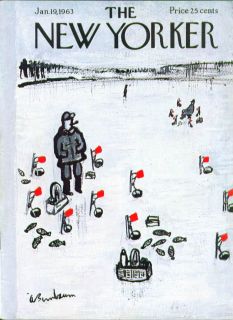 New Yorker Cover Birnbaum Ice Fishing Flags 1 19 1963