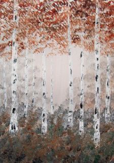 Original Art  Birch Trees Signed Acrylic Painting