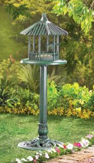 verdigris finish gazebo standing bird feeder