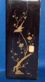 Hand Painted Bird in Tree Wooden Box Lacquer with fancy lock cover 