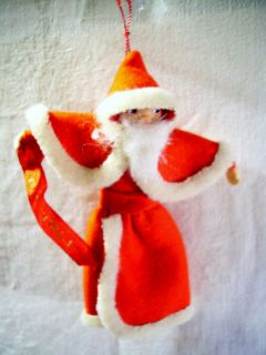 Vintage Santa Claus Ornament Italy Italia Hanging Felt Christmas Doll 